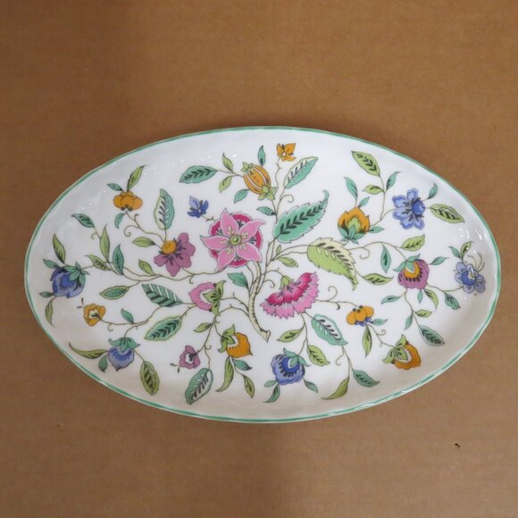 Vintage Bone China Minton Haddon Hall Oval Trinket Dish 8.5" Floral Pattern - Picture 1 of 6